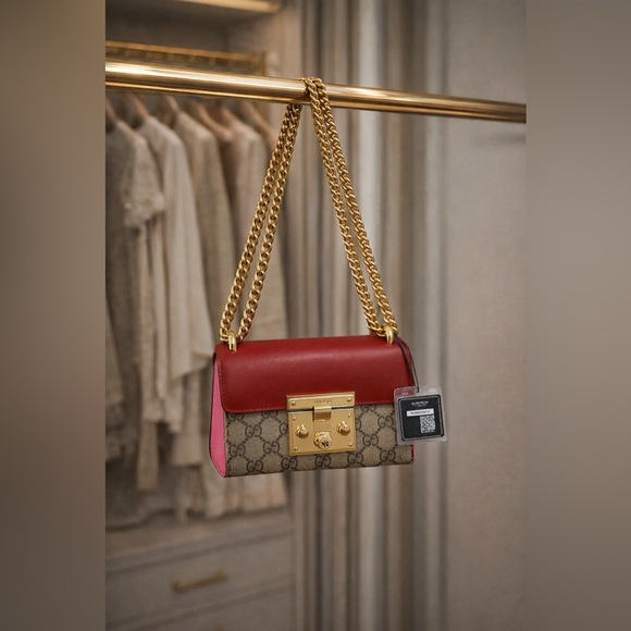 Gucci Handbags - Gucci Padlock - Monogram canvas with Red & Pink accents